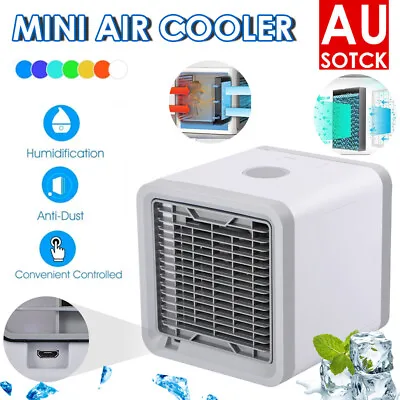 $18.90 • Buy Mini Conditioner Portable Air Cooler LED USB Fan Cooling Rechargeable Fan Desk