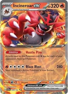 Pokemon - Incineroar Ex - 034/162 - Ultra Rare - Temporal Forces -NM/M • $2.95