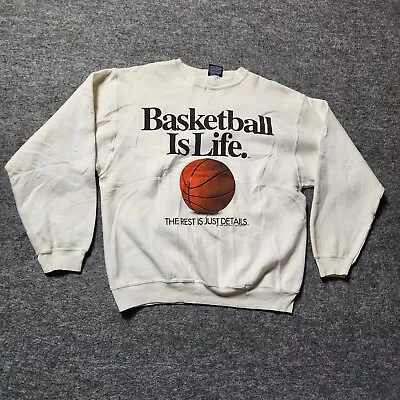 Vintage 1992 Basketball Is Life Graphic Print Crewneck Sweatshirt Size Large • $30