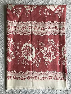 Colefax & Fowler-Vintage Fabric- Lincoln Damask -Cream/Red -145 Cm X 3.9 M • £100