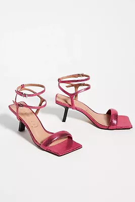 New In Box Anthropologie Vicenza Strappy Metallic Heels Sandals Shoes Pink 39 8m • $58.50