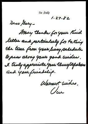 Vin Scully Handwritten & Signed Letter Dodgers • $450