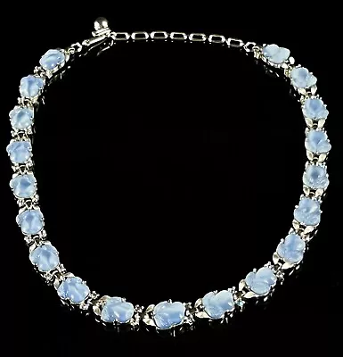 Vintage Crown Trifari Blue Glass Fruit Salad & Clear Rhinestones Scarce Necklace • $84