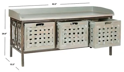 Safavieh 3 Drawer Wooden Storage Bench Reduced Price 2172702505 AMH6530D • $277