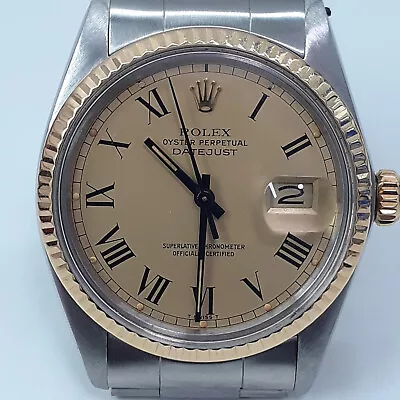 Rolex Datejust 36 Mm Two Tone Oyster Buckley Dial Watch 16013 Circa 1984 • $4495