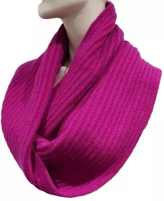 Marc Jacobs Womens Snood Scarf Shawl 0/S Hot Pink Merino Wool Knit Wrap • $31.82