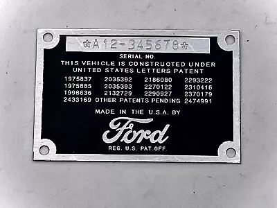 Stamped Ford Car Or Pickup Truck DATA PLATE  1932 1933 1934 1935 1936 • $39.99