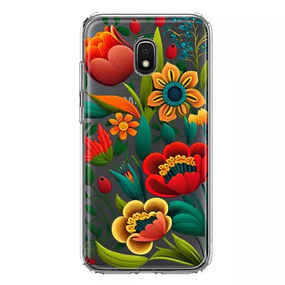 For Samsung Galaxy J3 2018/Prime 3 Shockproof Case Red Orange Folk Style Flowers • $12.74