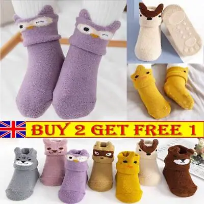 £4.16 • Buy Baby Kids Toddlers Anti-slip Slippers Cartoon Boys Floor Socks Breathable Winter