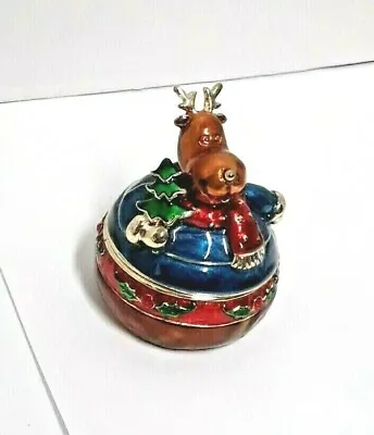 Trinket Box 2 Piece Felt Lined Christmas Holiday Reindeer Jewelry Rings  Boxes • $12.87