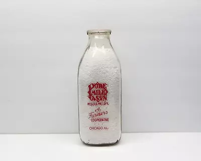 CHICAGO Original PURE MILK ASSOCIATION Antique MILK BOTTLE @ INFAMOUS DAIRY WAR • $14.95