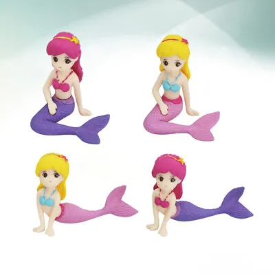  4 Pcs Mermaid Doll Princess Figurines Cupcake Toppers Decorate H • £8.40