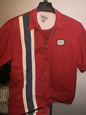 Vintage Marithe Francois Girbaud Work Shirt Men’s Garage Red  Size Medium • $29.99
