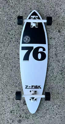 $58 • Buy Z-Flex 32  Longboard Skateboard White & Black Mini Pintail Cruiser Complete NEW