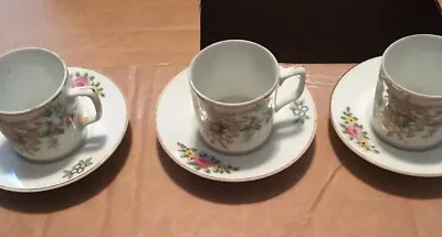 MADE IN OCCUPIED JAPAN SMALL MINI MINIATURE CHINA TEA CUP & SAUCER SET Of Three • $4.99