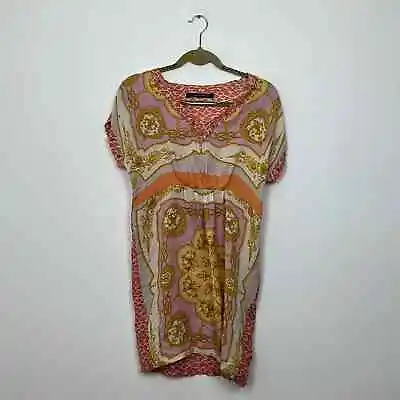 Zara Mulberry Silk Fish Print Mini Dress • $48