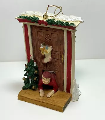 Vintage Silvestri Door 3-D Christmas Ornament Boy With Dog Resin 4  • $6