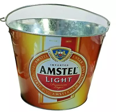 Amstel Light Beer Ice Bucket 5 Qt Galvanized 7 1/4  Tall • $19.95