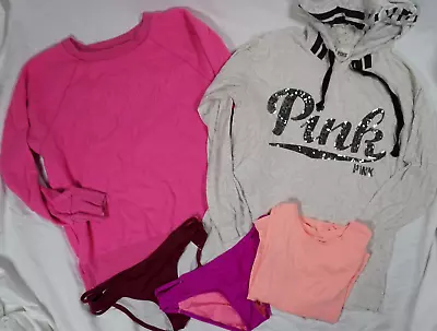 Women's Lot (5) Clothes VICTORIA'S SECRET PINK Bling Shirt Sweatshirt+More Sz S • $34.99