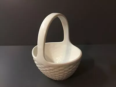 Martha Stewart For Macy’s Ceramic Basket Weave White Basket W/ Handle Blue Mark • $24.99