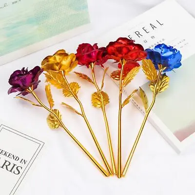 $8.49 • Buy Handcraft Valentine's Day Gift Dipped Long Stem 24K Gold Foil Rose Flower