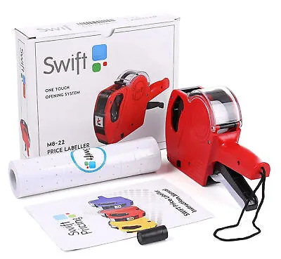 Original Swift Price Gun Pricing Labeller Kit 22x12 CT1 Labels & Spare Ink M8-22 • £14.95