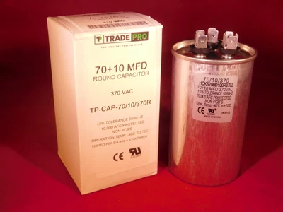 $15.06 • Buy Dual Run Cap 70/10 MFD 370v Electric Motor Run Oil Fill Capacitor Uf HVAC 70-10
