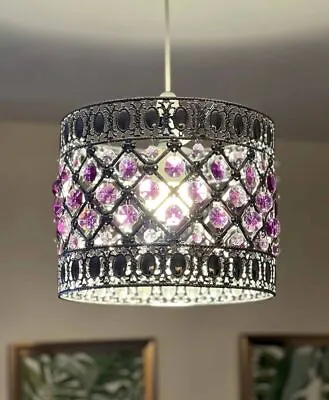 Sparkly Effect Moda Gem Light Shades Ceiling Pendant With Beads Universal Fit • £24.65