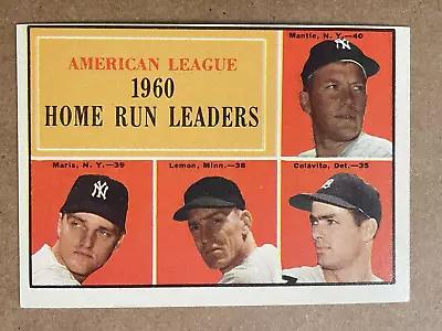 1961 Topps #44  Home Run Leaders  Mickey Mantle Maris Lemon Hof  Ny Yankees • $50