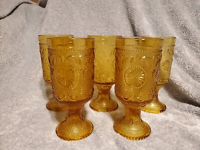 $33.90 • Buy Vintage Brockway Glass American Concord Amber Water Glasses/ Goblets Set Of 5