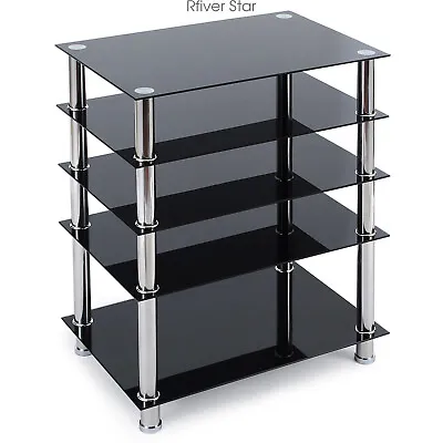 $99.99 • Buy Modern AV Cabinet With Tempered Glass Shelves For Entertainment Stereo Component