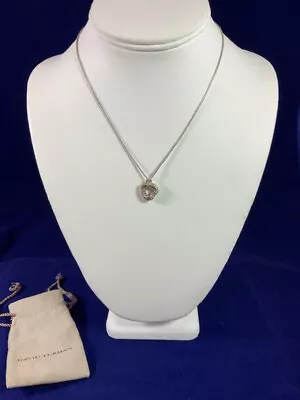 David Yurman Genuine Sterling Silver Diamond Cable Heart Pendant Necklace 16  • $349.99