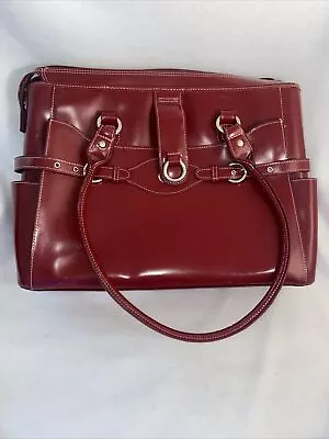 Mcklein USA Tote Leather Laptop Bag Case Red 17x13 X5” Pockets Pens Office • $25