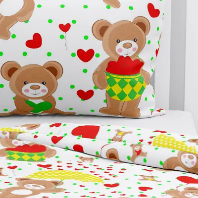 £10.99 • Buy Love Hearts Girls Boys Toddler Duvet Bedding Set Cot Bed Cover 150x120 Cm COTTON