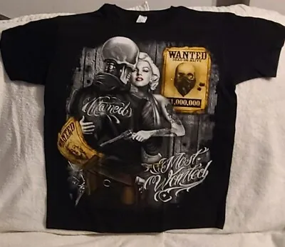 Skeleton Skull Marilyn Monroe Gun Tattoo Untamed Most Wanted T-shirt • $11.27