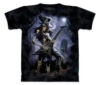 The Mountain Skull Play Dead Guitar Music Song Smoking Scary Gothic T-Shirt S-M • $33.96