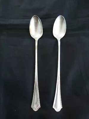 2 Oneida Community VERNON Aka ASHLEY Par Plate ICE TEA SPOONS - 7 3/8  • $6