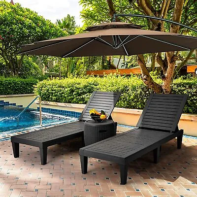 2 Set Patio Adjustable Chaise Lounge Chair Outdoor Sun Recliner Beach Pool • $135.96