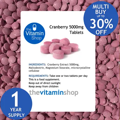 Cranberry 5000mg High Strength Tablets | For Bladder Health | 360 Tablets | NEW • £13.99