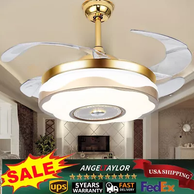 42inch LED Modern Chandelier Dimmable Invisible Ceiling Fan Light + Remote • $73.15