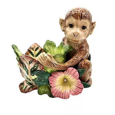 Fitz & Floyd Classics Rain Forest MONKEY Candle Holder 7  X 5.6  And 6.7  Tall • $31.50