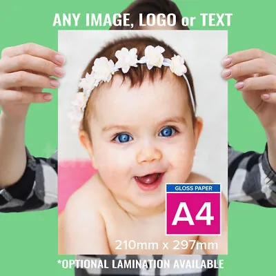 £3.99 • Buy A4 Personalised Photo Print Laminated Picture Image Print Gift Poster Art 255gsm
