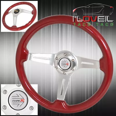 For Toyota 345mm 6 Bolt Hole Red Wood Grain Jdm Type R Horn Steering Wheel • $65.99