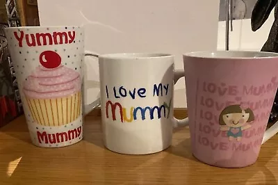 3 Mummy Mugs - I LOVE MUMMY; I LOVE MY MUMMY; YUMMY MUMMY Gift For Mum Mother • £8.99