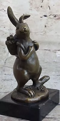 Signed Original Milo Bunny W. Basket Of Flower Bronze Art Decor Sculpture Figure • $119
