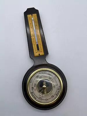 Vintage Sb Shortland Bowen Wood Wall Mounted Barometer & Thermometer • £15.99