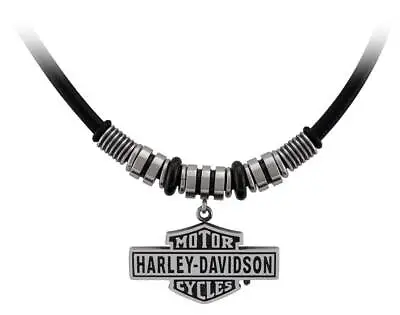 Harley-Davidson Men's Vintage B&S Hardware & Leather Necklace - Stainless Steel • $79.95