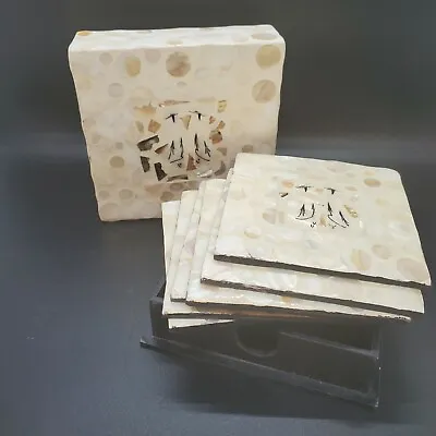  Set Of 6 Square Coasters Decorated With Asian Theme MOP In Matching Box Case  • $24.99