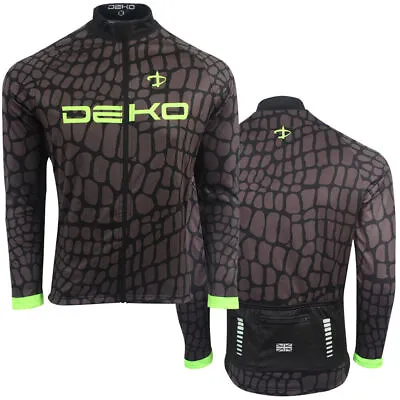 Mens Long Sleeve Cycling Jersey Thermal Jacket Full Zip Fleece Winter Jersey Top • $20.95