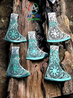 Lot Of 5  Engraved Viking Hatchet Axe Hand Ancient Medieval Battle Axe Head • $172.99